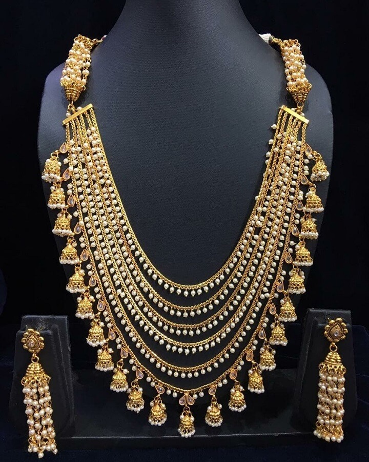 New Antique Gold Pearl Necklace Designs - FashionShala